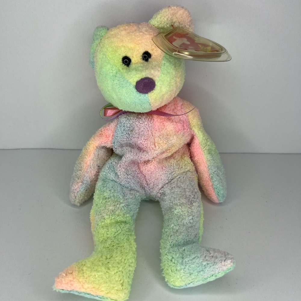 Ty Green and Pink Stuffed Animal with Floppy Ears and Soft Texture